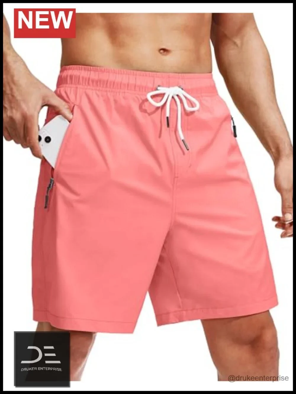 Men's Swim Trunks with Compression Liner Quick Dry Board Shorts Zipper Pockets